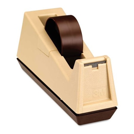 3M Scotch Heavy-Duty Weighted Desktop Tape Dispenser, 3in Core, Plastic, Putty/Brown C25
